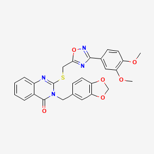 3-(benzo[d][1,3]dioxol-5-ylmethyl)-2-(((3-(3,4-dimethoxyphenyl)-1,2,4-oxadiazol-5-yl)methyl)thio)quinazolin-4(3H)-one