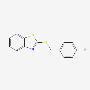 molecular formula C14H10FNS2 B2498979 2-{[(4-Fluorophenyl)methyl]sulfanyl}-1,3-benzothiazole CAS No. 132445-87-5