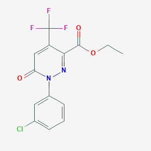molecular formula C14H10ClF3N2O3 B2498984 Ethyl 1-(3-chlorophenyl)-6-oxo-4-(trifluoromethyl)pyridazine-3-carboxylate CAS No. 477859-63-5