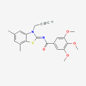 molecular formula C22H22N2O4S B2499007 N-[(2Z)-5,7-dimethyl-3-(prop-2-yn-1-yl)-2,3-dihydro-1,3-benzothiazol-2-ylidene]-3,4,5-trimethoxybenzamide CAS No. 868377-22-4