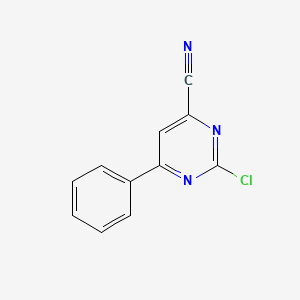 molecular formula C11H6ClN3 B2499008 2-Chloro-6-phenylpyrimidine-4-carbonitrile CAS No. 16858-59-6