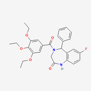 molecular formula C28H29FN2O5 B2499012 7-fluoro-5-phenyl-4-(3,4,5-triethoxybenzoyl)-3,5-dihydro-1H-1,4-benzodiazepin-2-one CAS No. 533889-88-2