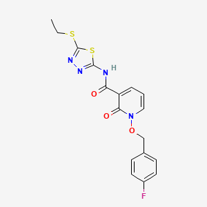 molecular formula C17H15FN4O3S2 B2499015 N-[5-(ethylsulfanyl)-1,3,4-thiadiazol-2-yl]-1-[(4-fluorophenyl)methoxy]-2-oxo-1,2-dihydropyridine-3-carboxamide CAS No. 868678-64-2