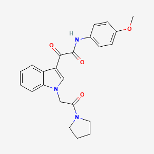 molecular formula C23H23N3O4 B2499016 N-(4-methoxyphenyl)-2-oxo-2-{1-[2-oxo-2-(pyrrolidin-1-yl)ethyl]-1H-indol-3-yl}acetamide CAS No. 872849-43-9