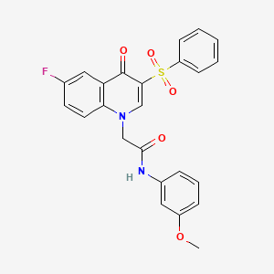 molecular formula C24H19FN2O5S B2499025 2-[3-(benzenesulfonyl)-6-fluoro-4-oxo-1,4-dihydroquinolin-1-yl]-N-(3-methoxyphenyl)acetamide CAS No. 866725-30-6