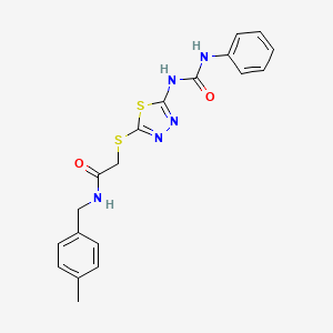 molecular formula C19H19N5O2S2 B2499027 N-(4-methylbenzyl)-2-((5-(3-phenylureido)-1,3,4-thiadiazol-2-yl)thio)acetamide CAS No. 898437-10-0