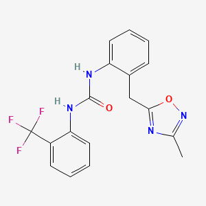 molecular formula C18H15F3N4O2 B2499031 1-(2-((3-Methyl-1,2,4-oxadiazol-5-yl)methyl)phenyl)-3-(2-(trifluoromethyl)phenyl)urea CAS No. 1448064-87-6