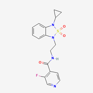 molecular formula C17H17FN4O3S B2499032 N-[2-(3-环丙基-2,2-二氧代-1,3-二氢-2lambda6,1,3-苯并噻二唑-1-基)乙基]-3-氟吡啶-4-甲酰胺 CAS No. 2097932-79-9