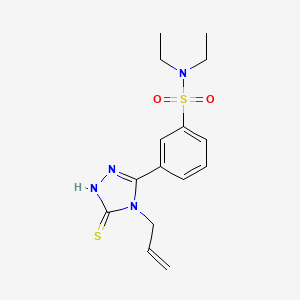 molecular formula C15H20N4O2S2 B2499036 N,N-diethyl-3-[4-(prop-2-en-1-yl)-5-sulfanyl-4H-1,2,4-triazol-3-yl]benzene-1-sulfonamide CAS No. 565207-38-7