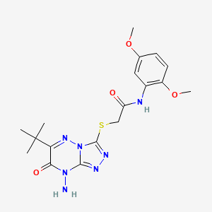 molecular formula C18H23N7O4S B2499040 2-[(8-氨基-6-叔丁基-7-氧代-[1,2,4]三唑并[4,3-b][1,2,4]嘧啶-3-基)硫代]-N-(2,5-二甲氧基苯基)乙酰胺 CAS No. 539805-64-6