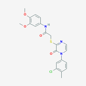 molecular formula C21H20ClN3O4S B2499043 2-((4-(3-chloro-4-methylphenyl)-3-oxo-3,4-dihydropyrazin-2-yl)thio)-N-(3,4-dimethoxyphenyl)acetamide CAS No. 899759-09-2