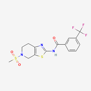 molecular formula C15H14F3N3O3S2 B2499047 N-(5-(methylsulfonyl)-4,5,6,7-tetrahydrothiazolo[5,4-c]pyridin-2-yl)-3-(trifluoromethyl)benzamide CAS No. 1428366-62-4