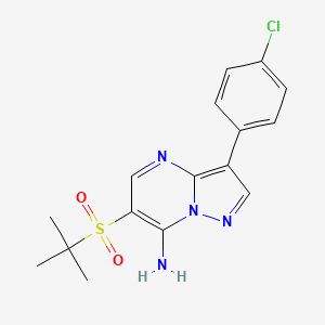 molecular formula C16H17ClN4O2S B2499049 6-(Tert-butylsulfonyl)-3-(4-chlorophenyl)pyrazolo[1,5-a]pyrimidin-7-ylamine CAS No. 685107-01-1