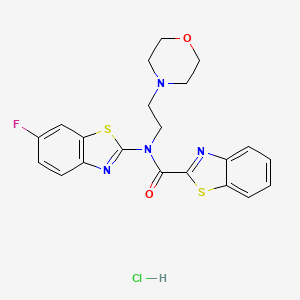 molecular formula C21H20ClFN4O2S2 B2499056 N-(6-FLUORO-1,3-BENZOTHIAZOL-2-YL)-N-[2-(MORPHOLIN-4-YL)ETHYL]-1,3-BENZOTHIAZOLE-2-CARBOXAMIDE HYDROCHLORIDE CAS No. 1330381-63-9