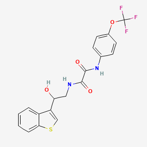 molecular formula C19H15F3N2O4S B2499071 N-[2-(1-benzothiophen-3-yl)-2-hydroxyethyl]-N'-[4-(trifluoromethoxy)phenyl]ethanediamide CAS No. 2034408-17-6