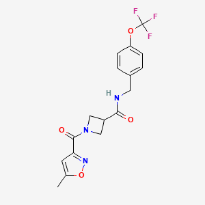 molecular formula C17H16F3N3O4 B2499087 1-(5-methylisoxazole-3-carbonyl)-N-(4-(trifluoromethoxy)benzyl)azetidine-3-carboxamide CAS No. 1351616-01-7