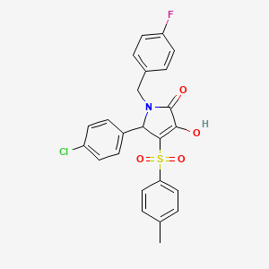 molecular formula C24H19ClFNO4S B2499088 5-(4-chlorophenyl)-1-[(4-fluorophenyl)methyl]-3-hydroxy-4-(4-methylbenzenesulfonyl)-2,5-dihydro-1H-pyrrol-2-one CAS No. 1358589-84-0