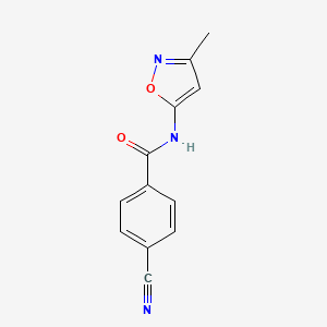 molecular formula C12H9N3O2 B2499089 4-cyano-N-(3-methyl-1,2-oxazol-5-yl)benzamide CAS No. 866043-21-2