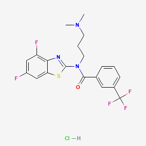 molecular formula C20H19ClF5N3OS B2499091 N-(4,6-DIFLUORO-1,3-BENZOTHIAZOL-2-YL)-N-[3-(DIMETHYLAMINO)PROPYL]-3-(TRIFLUOROMETHYL)BENZAMIDE HYDROCHLORIDE CAS No. 1216827-46-1
