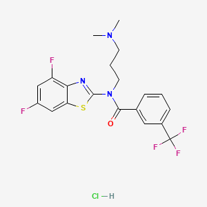 molecular formula C20H19ClF5N3OS B2499091 N-(4,6-difluorobenzo[d]thiazol-2-yl)-N-(3-(dimethylamino)propyl)-3-(trifluoromethyl)benzamide hydrochloride CAS No. 1216827-46-1