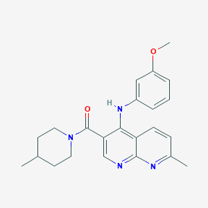 molecular formula C23H26N4O2 B2499093 N-(3-methoxyphenyl)-7-methyl-3-(4-methylpiperidine-1-carbonyl)-1,8-naphthyridin-4-amine CAS No. 1251571-48-8