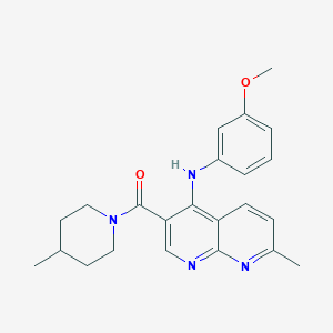 (4-((3-Methoxyphenyl)amino)-7-methyl-1,8-naphthyridin-3-yl)(4-methylpiperidin-1-yl)methanone