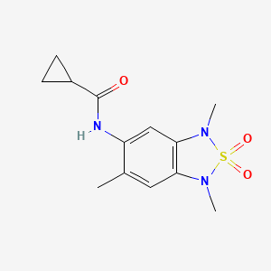 molecular formula C13H17N3O3S B2499094 N-(1,3,6-trimethyl-2,2-dioxido-1,3-dihydrobenzo[c][1,2,5]thiadiazol-5-yl)cyclopropanecarboxamide CAS No. 2034485-22-6