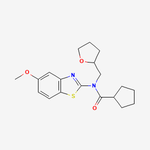 molecular formula C19H24N2O3S B2499102 N-(5-methoxy-1,3-benzothiazol-2-yl)-N-[(oxolan-2-yl)methyl]cyclopentanecarboxamide CAS No. 1171788-46-7
