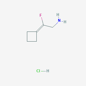 molecular formula C6H11ClFN B2499109 2-Cyclobutylidene-2-fluoroethanamine;hydrochloride CAS No. 2413886-43-6