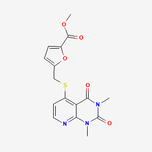 molecular formula C16H15N3O5S B2499190 methyl 5-[({1,3-dimethyl-2,4-dioxo-1H,2H,3H,4H-pyrido[2,3-d]pyrimidin-5-yl}sulfanyl)methyl]furan-2-carboxylate CAS No. 899960-49-7