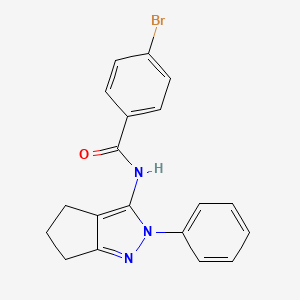 molecular formula C19H16BrN3O B2499195 4-bromo-N-{2-phenyl-2H,4H,5H,6H-cyclopenta[c]pyrazol-3-yl}benzamide CAS No. 1043103-35-0