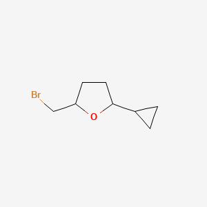 molecular formula C8H13BrO B2499216 2-(Bromomethyl)-5-cyclopropyloxolane CAS No. 1866103-72-1