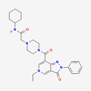 N-cyclohexyl-2-(4-(5-ethyl-3-oxo-2-phenyl-3,5-dihydro-2H-pyrazolo[4,3-c]pyridine-7-carbonyl)piperazin-1-yl)acetamide