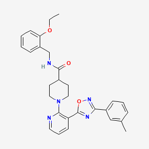 molecular formula C29H31N5O3 B2499226 N-[(2-ethoxyphenyl)methyl]-1-{3-[3-(3-methylphenyl)-1,2,4-oxadiazol-5-yl]pyridin-2-yl}piperidine-4-carboxamide CAS No. 1189691-04-0
