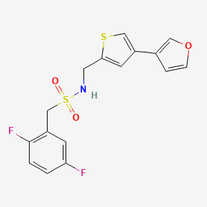 molecular formula C16H13F2NO3S2 B2499230 1-(2,5-Difluorophenyl)-N-[[4-(furan-3-yl)thiophen-2-yl]methyl]methanesulfonamide CAS No. 2379994-81-5