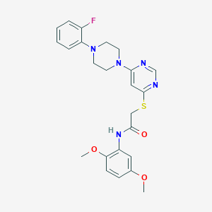 molecular formula C24H26FN5O3S B2499233 N-(2,5-dimethoxyphenyl)-2-({6-[4-(2-fluorophenyl)piperazin-1-yl]pyrimidin-4-yl}sulfanyl)acetamide CAS No. 1208410-51-8