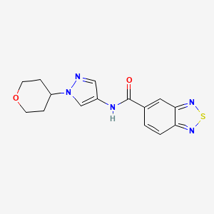molecular formula C15H15N5O2S B2499238 N-[1-(oxan-4-yl)-1H-pyrazol-4-yl]-2,1,3-benzothiadiazole-5-carboxamide CAS No. 1797866-51-3