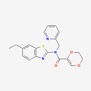 molecular formula C20H19N3O3S B2499247 N-(6-ethyl-1,3-benzothiazol-2-yl)-N-[(pyridin-2-yl)methyl]-5,6-dihydro-1,4-dioxine-2-carboxamide CAS No. 900005-53-0