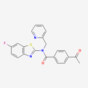 molecular formula C22H16FN3O2S B2499297 4-acetyl-N-(6-fluorobenzo[d]thiazol-2-yl)-N-(pyridin-2-ylmethyl)benzamide CAS No. 941926-49-4