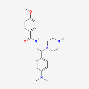 molecular formula C23H32N4O2 B2499337 N-{2-[4-(dimethylamino)phenyl]-2-(4-methylpiperazin-1-yl)ethyl}-4-methoxybenzamide CAS No. 946345-45-5