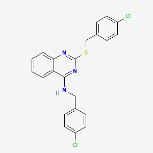 molecular formula C22H17Cl2N3S B2499348 N-[(4-chlorophenyl)methyl]-2-{[(4-chlorophenyl)methyl]sulfanyl}quinazolin-4-amine CAS No. 422532-00-1