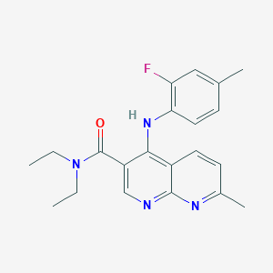 molecular formula C21H23FN4O B2499377 N,N-diethyl-4-[(2-fluoro-4-methylphenyl)amino]-7-methyl-1,8-naphthyridine-3-carboxamide CAS No. 1251633-83-6