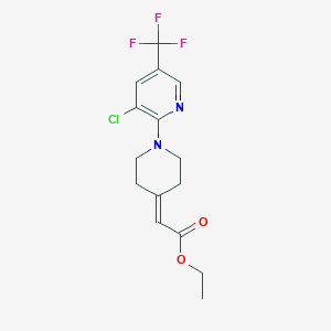 molecular formula C15H16ClF3N2O2 B2499402 Ethyl 2-{1-[3-chloro-5-(trifluoromethyl)-2-pyridinyl]-4-piperidinylidene}acetate CAS No. 250713-98-5