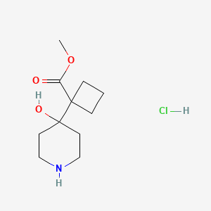 molecular formula C11H20ClNO3 B2499413 Methyl 1-(4-hydroxypiperidin-4-yl)cyclobutane-1-carboxylate hydrochloride CAS No. 2138401-74-6