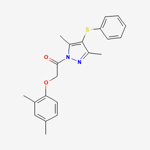 B2499420 2-(2,4-Dimethylphenoxy)-1-(3,5-dimethyl-4-phenylsulfanylpyrazol-1-yl)ethanone CAS No. 1001785-74-5