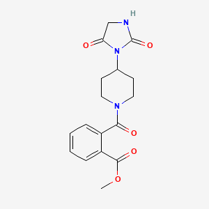 molecular formula C17H19N3O5 B2499444 Methyl 2-[4-(2,5-dioxoimidazolidin-1-yl)piperidine-1-carbonyl]benzoate CAS No. 2034560-11-5
