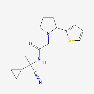 molecular formula C16H21N3OS B2499453 N-(1-cyano-1-cyclopropylethyl)-2-[2-(thiophen-2-yl)pyrrolidin-1-yl]acetamide CAS No. 1259196-71-8