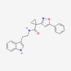 molecular formula C23H21N3O2 B2499455 N-[2-(1H-indol-3-yl)ethyl]-1-(5-phenyl-1,2-oxazol-3-yl)cyclopropane-1-carboxamide CAS No. 1334370-07-8