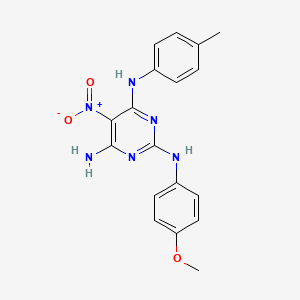 molecular formula C18H18N6O3 B2499456 N2-(4-methoxyphenyl)-5-nitro-N4-(p-tolyl)pyrimidine-2,4,6-triamine CAS No. 799829-72-4