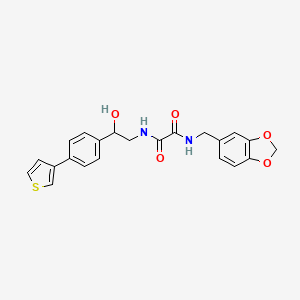 molecular formula C22H20N2O5S B2499480 N-[(2H-1,3-benzodioxol-5-yl)methyl]-N'-{2-hydroxy-2-[4-(thiophen-3-yl)phenyl]ethyl}ethanediamide CAS No. 2034347-28-7